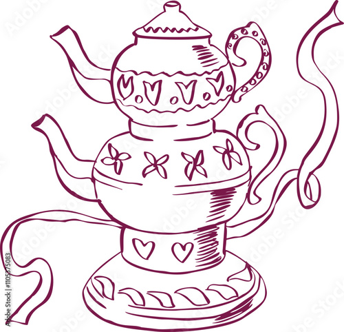 Teapot. Tea ceremony hand-drawn illustration