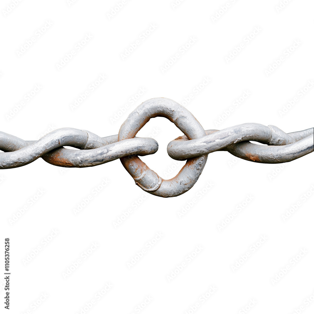 Fototapeta premium Rusty metal chain link on transparent background for design elements