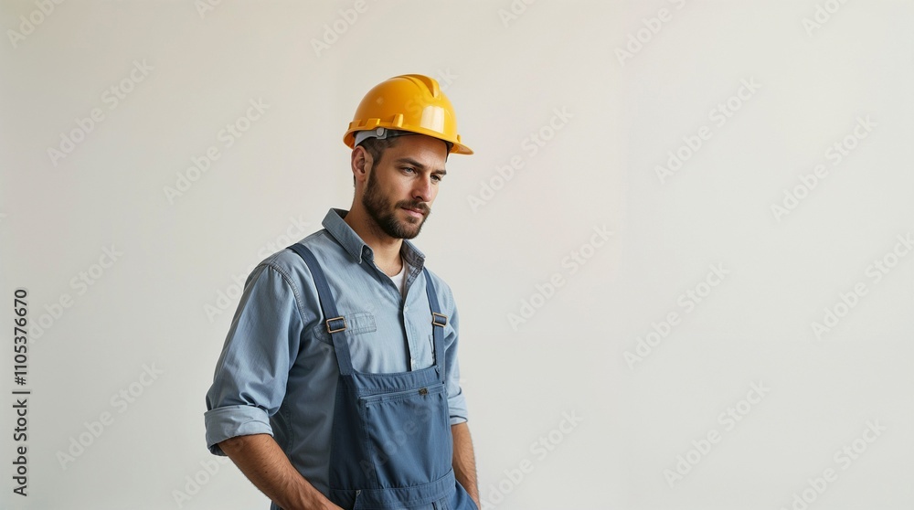 a worker with the hardhat on a worker with the hardhat on