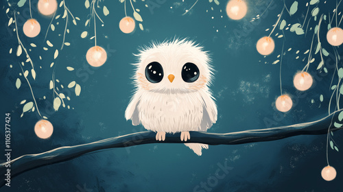 Cute illustration of an owl. Cute owl greeting card photo