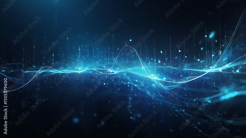 Fototapeta premium Abstract blue background, technology background, neon light artwork, glowing lines design.