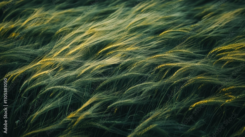 Close-up of wheat fields swaying in the breeze, representing agriculture, rural life, and the abundance of harvest Close-up of wheat fields swaying in the breeze, representing agriculture, rural life, and the abundance of harvest