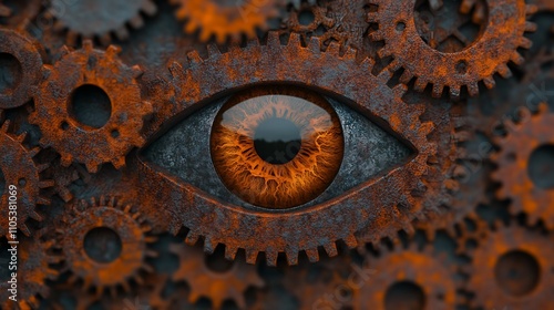 Rusty Gears Metallic Eye Industrial Background Machinery Detail