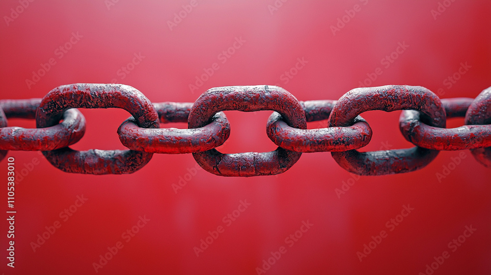 Obraz premium Rusty chain link close-up urban setting macro photography industrial environment artistic perspective ai generated art