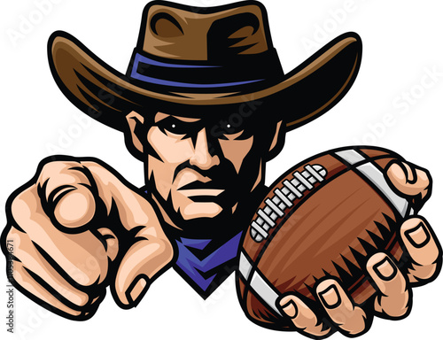 A cowboy man American football ball cowboys sports team mascot