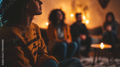 A winter mental health support group where individuals gather to share their experiences, coping strategies, and provide emotional support to one another during the holiday season.