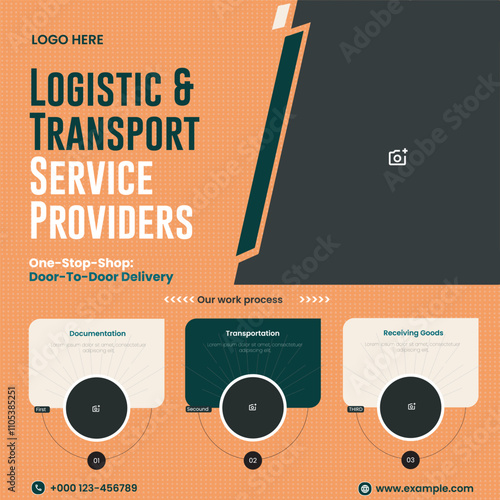 Logistics and Transportation Services Template Social Media Post Vector