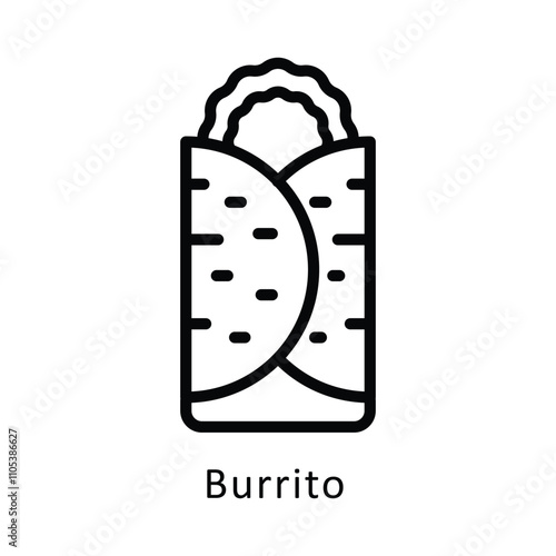 Burrito Vector Outline Icon. Eps10 File