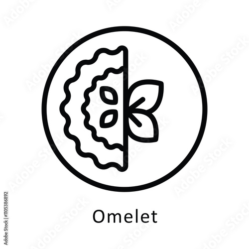 Omelet  Vector Outline Icon. Eps10 File