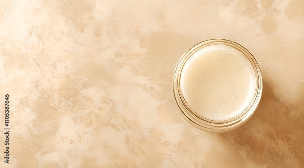 jar of face cream on beage background top view. space for text jar of face cream on beage background top view. space for text
