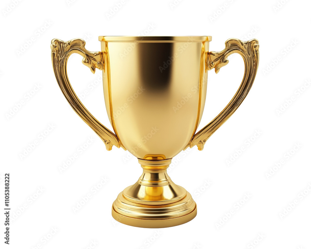 Golden trophy with ornate handles, symbolizing achievement and success. Perfect for awards and celebrations Golden trophy with ornate handles, symbolizing achievement and success. Perfect for awards and celebrations