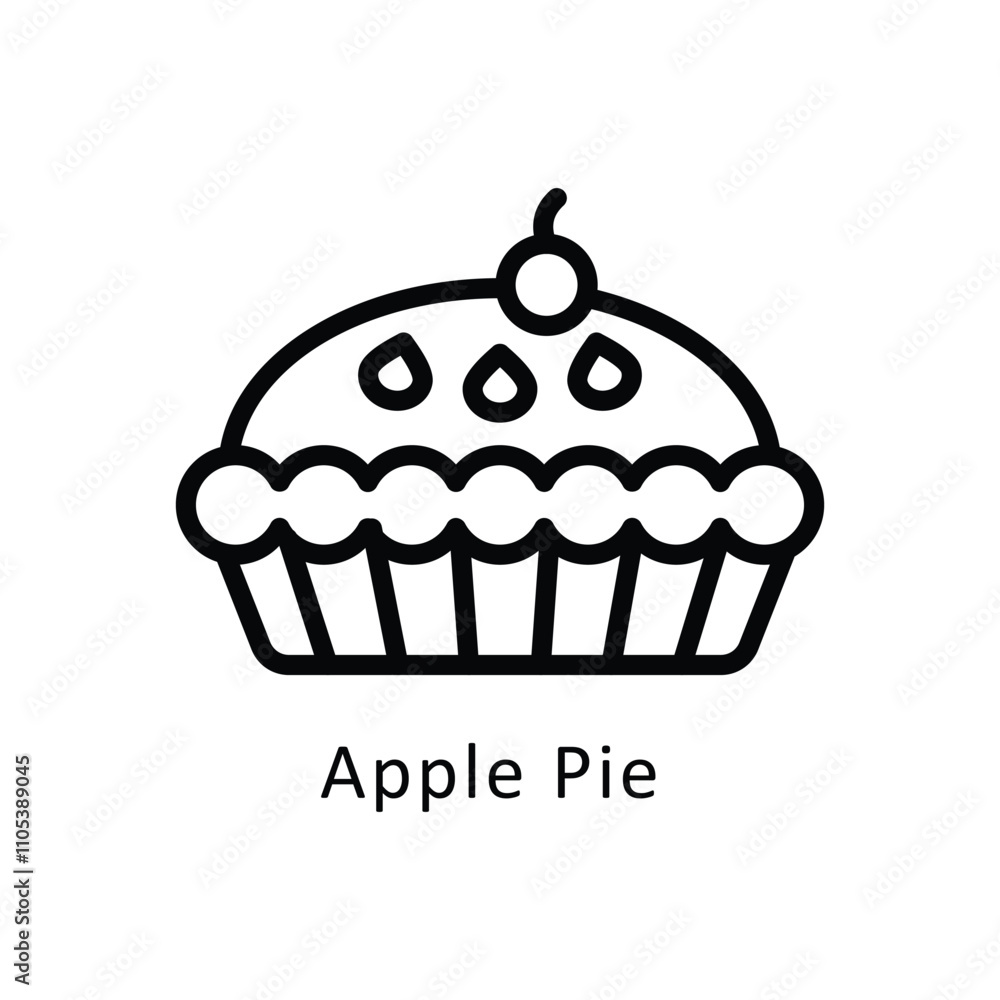 Apple Pie Vector Outline Icon. Eps 10 File Apple Pie Vector Outline Icon. Eps 10 File