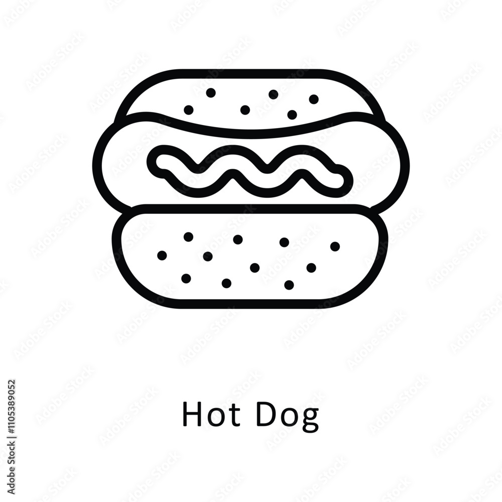 Hot Dog Vector Outline Icon. Eps10 file Hot Dog Vector Outline Icon. Eps10 file