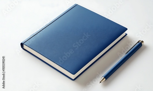 Notebook mockup in marine blue on white background, Generative Ai
 photo