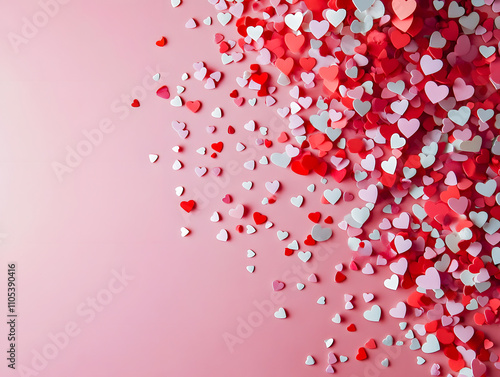 Scattered Red and Pink Hearts on a Soft Background