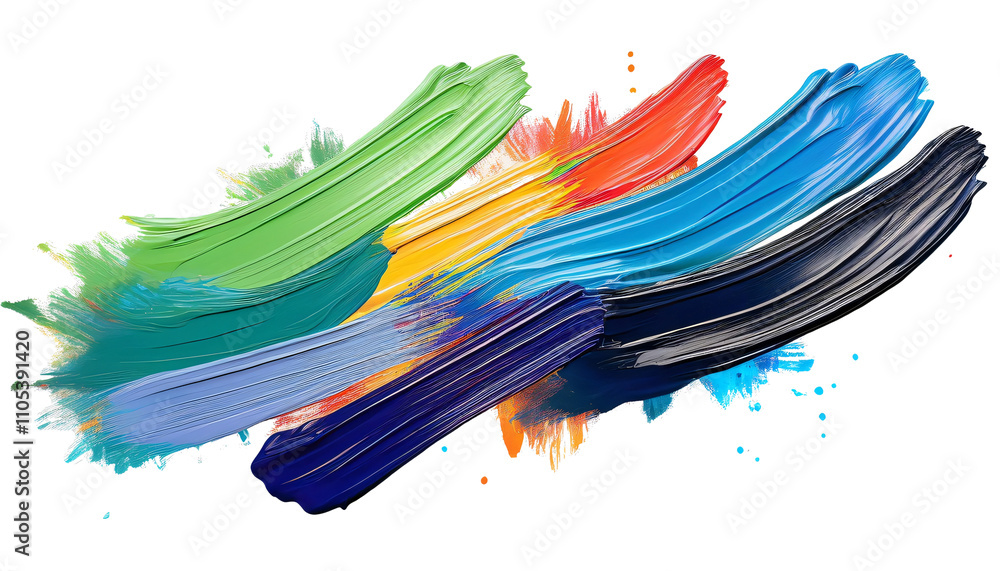 Dynamic interactions of vivid brushstrokes in an abstract composition on a transparent background Dynamic interactions of vivid brushstrokes in an abstract composition on a transparent background