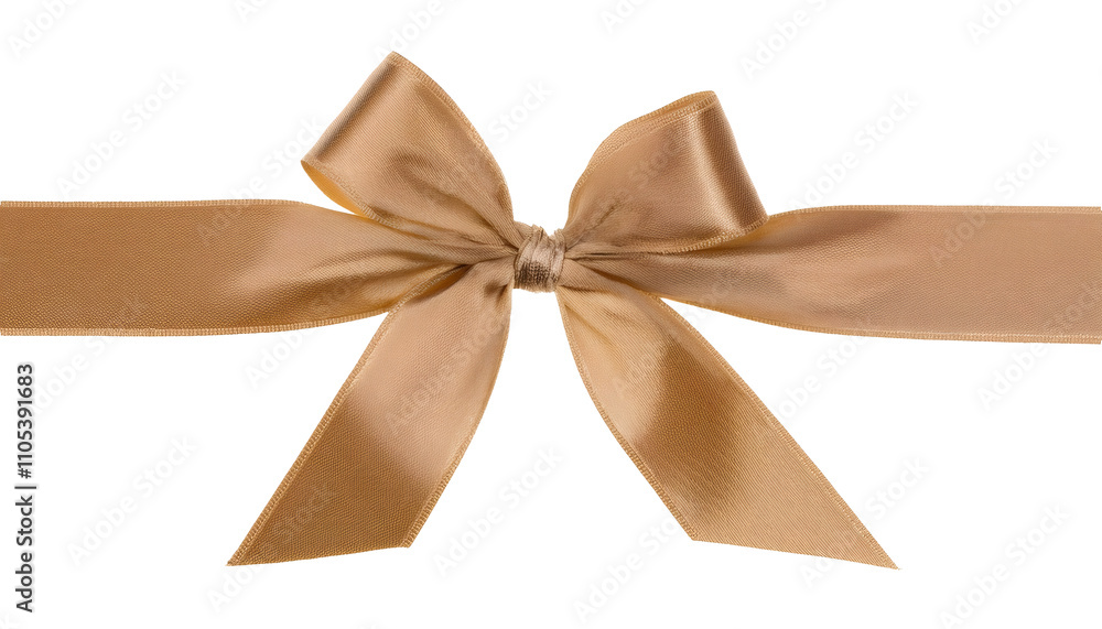 Golden ribbon bow creating a stunning decoration against a transparent background Golden ribbon bow creating a stunning decoration against a transparent background