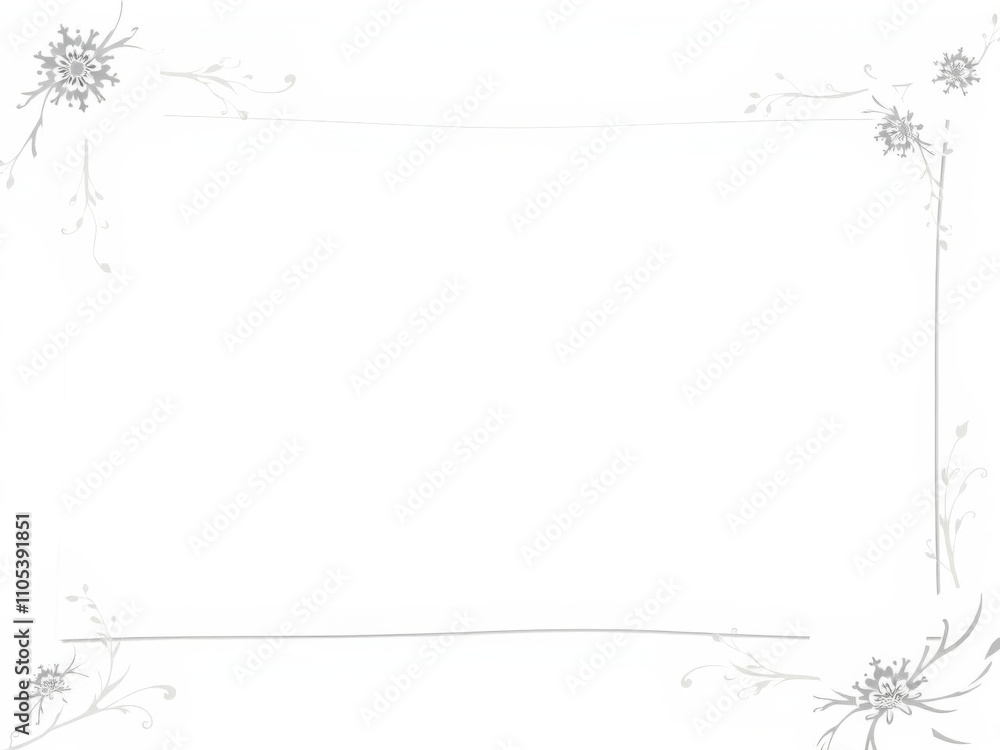 Black and white floral border digital paper with lined note writing area, white, writing Black and white floral border digital paper with lined note writing area, white, writing