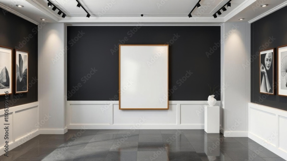 black frame hanging on sleek black marble wall with realistic marble texture, elegant interior design concept, elegant, abstract black frame hanging on sleek black marble wall with realistic marble texture, elegant interior design concept, elegant, abstract
