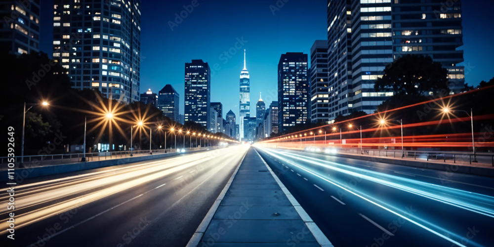 Abstract long exposure of car light trails on highway at night, city background. Abstract motion blur effect with lights from moving vehicles in the street for urban background. Abstract long exposure of car light trails on highway at night, city background. Abstract motion blur effect with lights from moving vehicles in the street for urban background.