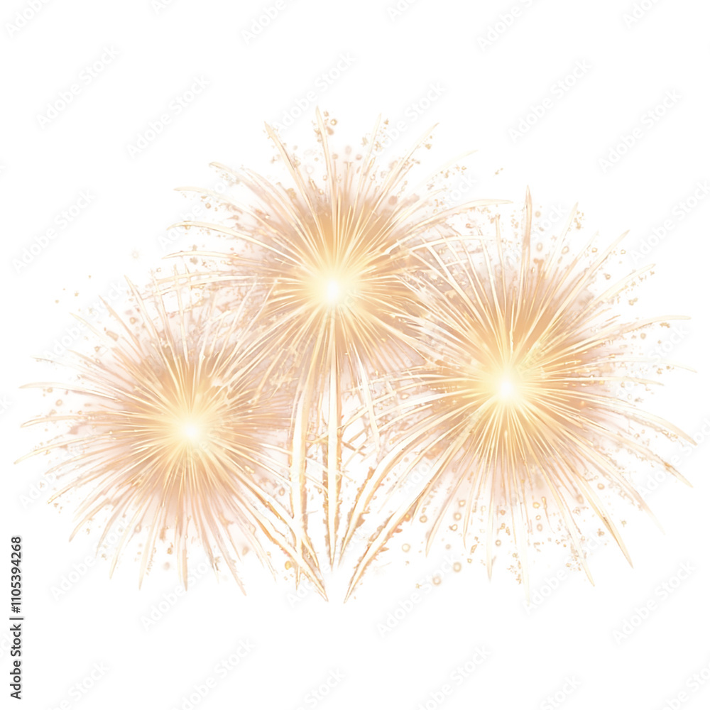 Obraz premium sparkling fireworks, detailed fireworks, white fireworks, gold fireworks, transparent PNG, festive illustration, celebratory fireworks, bright fireworks, festive lights, fireworks in the sky.