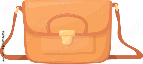 Crossbody bag cartoon icon. Fashionable leather satchel