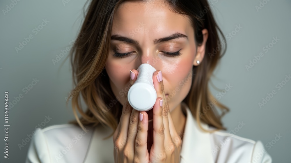 Woman Sneezing and Using Tissue for Cold Relief