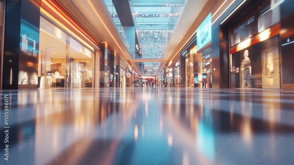 Modern luxury shopping mall interior with no people, blurred picture, advertising, background, wallpaper, space for text Modern luxury shopping mall interior with no people, blurred picture, advertising, background, wallpaper, space for text