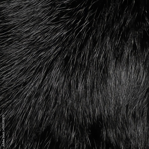 Close Up, Black Fur Texture, Animal Skin Background, Abstract Soft And Silky, Luxury Concept photo