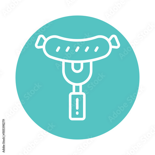 Sausage Vector Circle Outline Icon. Eps 10 File