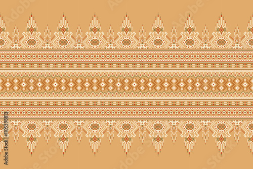 Geometric ethnic oriental pattern vector illustration,floral cross stitch pattern.