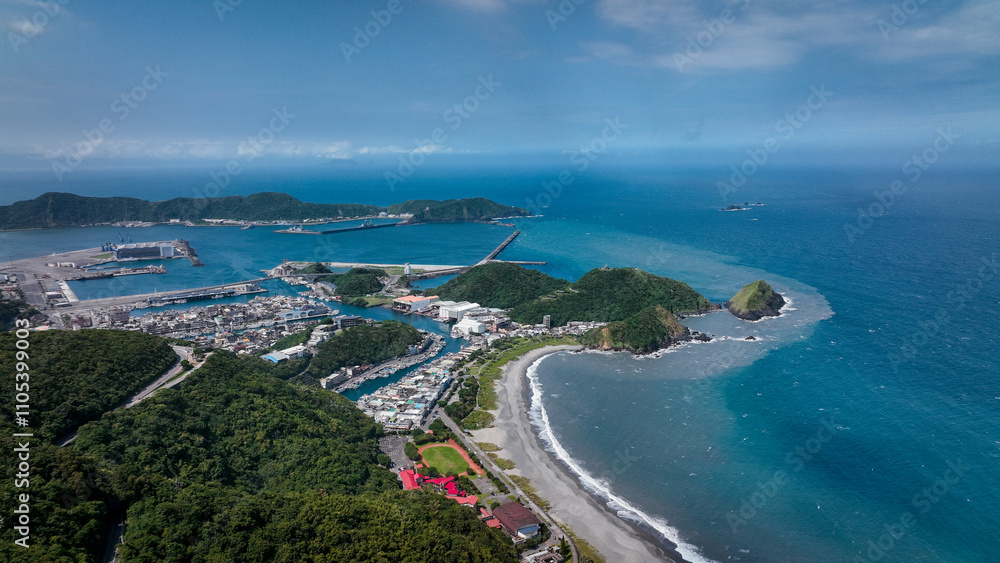 Breathtaking coastal view of Nanfangao harbor and nearby islands in Taiwan Breathtaking coastal view of Nanfangao harbor and nearby islands in Taiwan