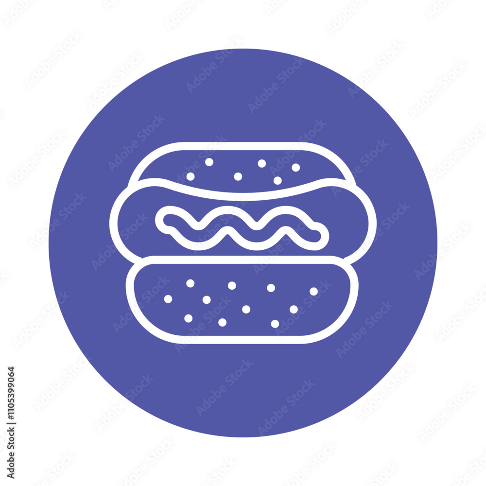 Hot Dog Vector Circle Outline Icon. Eps 10 file Hot Dog Vector Circle Outline Icon. Eps 10 file