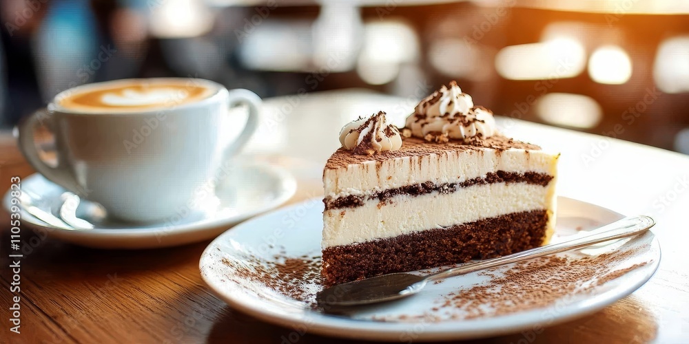 Coffee and cake create a delightful dessert experience on a charming table at a cafe, inviting enjoyment and conversation with every sweet bite and sip. Ideal for dessert lovers and cafe culture. Coffee and cake create a delightful dessert experience on a charming table at a cafe, inviting enjoyment and conversation with every sweet bite and sip. Ideal for dessert lovers and cafe culture.