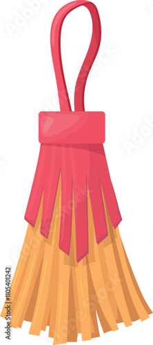 Tassel cartoon icon. Female bag leather accessory
