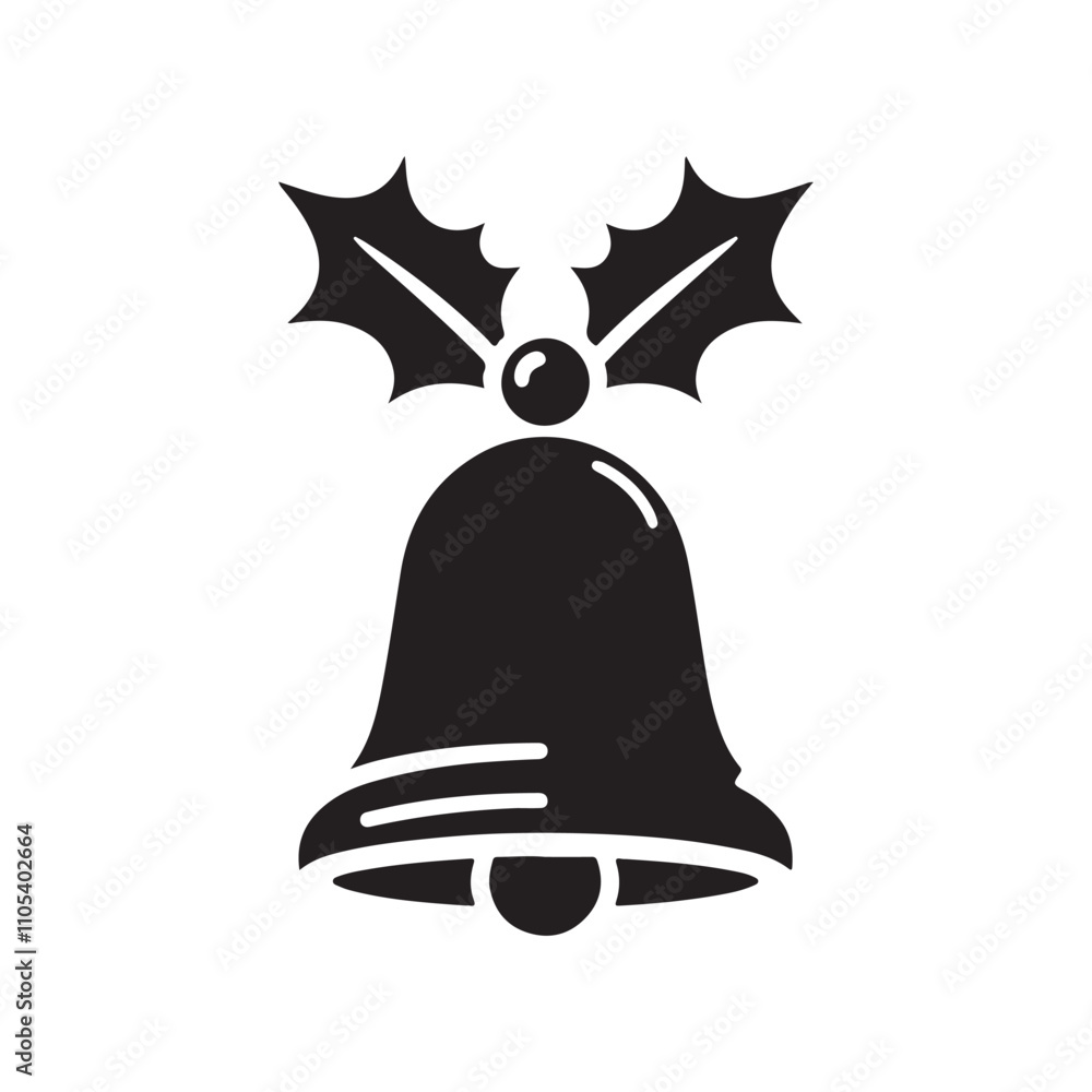 christmas bell with holly leaf vector christmas bell with holly leaf vector