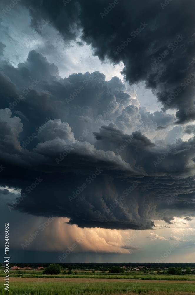 Dramatic sky with storm clouds before rain. Panoramic view of the stormy sky and dark clouds. Concept on the theme of weather, natural disasters, typhoon. Dramatic sky with storm clouds before rain. Panoramic view of the stormy sky and dark clouds. Concept on the theme of weather, natural disasters, typhoon.