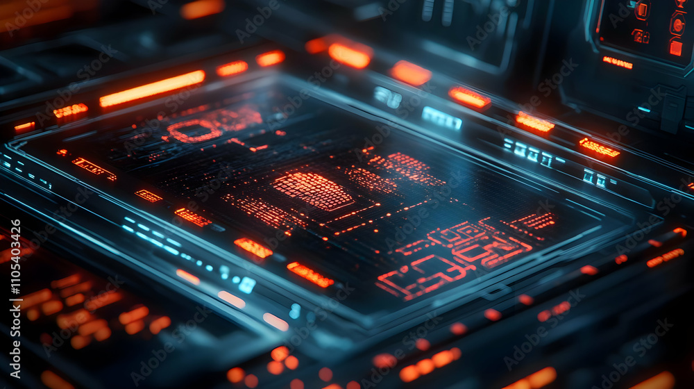 Cybernetic 3D Illustration: Futuristic Tech Interface Cybernetic 3D Illustration: Futuristic Tech Interface