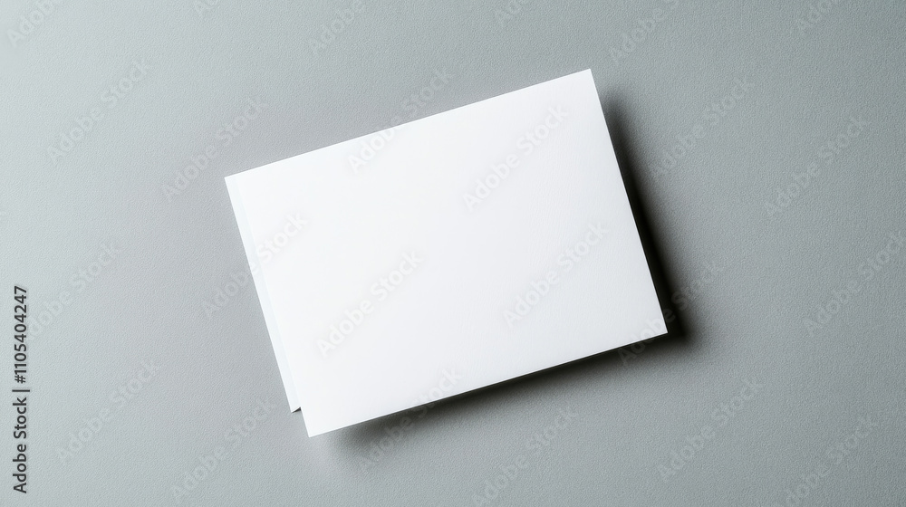 Blank card on soft grey backdrop, minimalist design, ample space for personalized messages, ideal for invitations or announcements