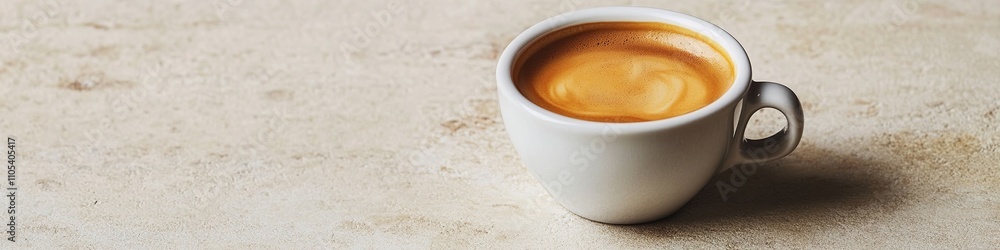 Espresso in white cup on textured background Espresso in white cup on textured background