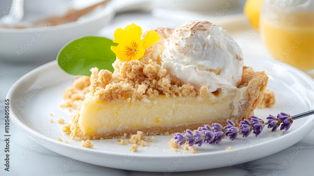 Deconstructed Lemon Meringue Pie with Lavender Ice Cream, Modern Dessert Photography Deconstructed Lemon Meringue Pie with Lavender Ice Cream, Modern Dessert Photography