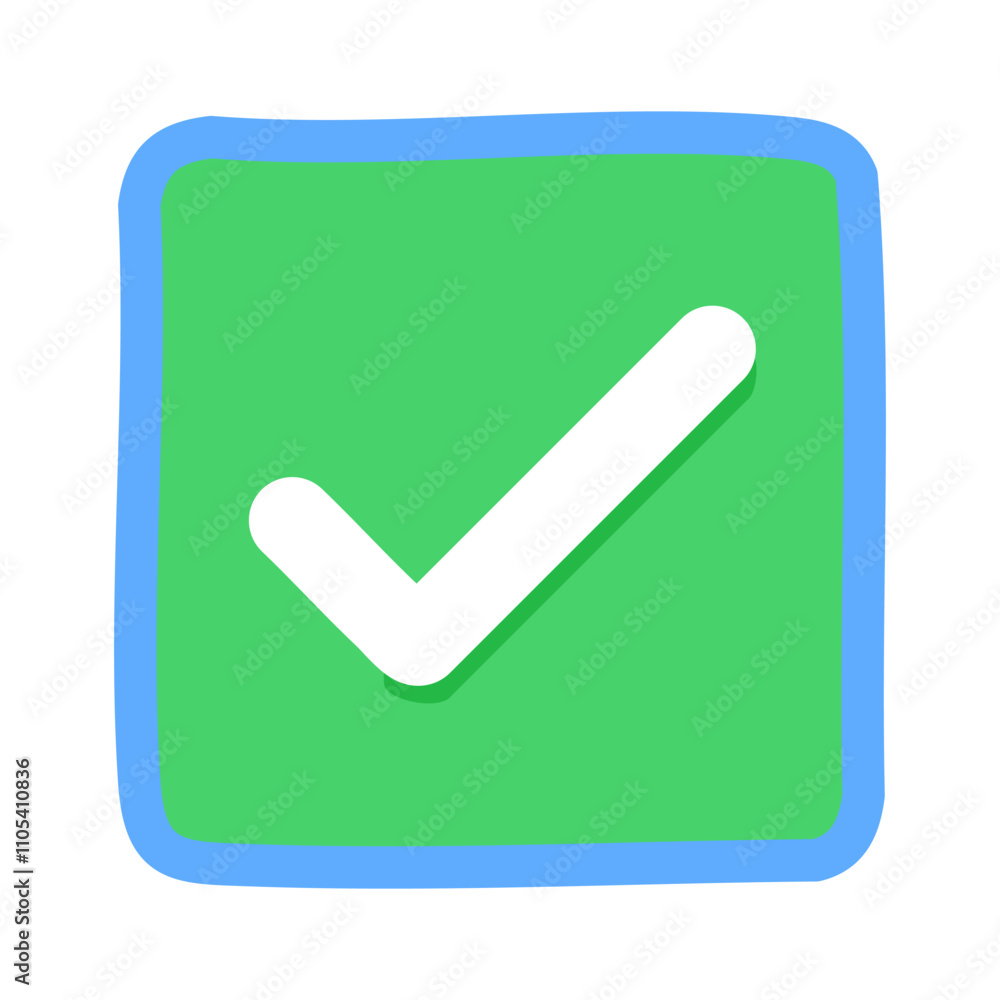 Check mark on green square. Tick approval icon. Vector illustration. Check mark on green square. Tick approval icon. Vector illustration.