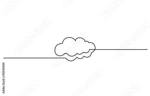 Clouds one continuous line drawing, Vector illustration drawn with one continuous line of clouds in the sky. Single line concept of overcast cloudy weather, Cloud one line drawing.
