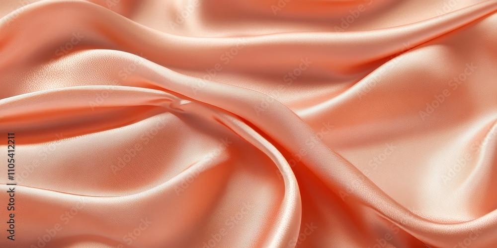 Obraz premium Elegant silk crepe background texture pattern in a beautiful peach shade. This stunning silk creates a luxurious feel, showcasing the softness and richness synonymous with high quality silk.