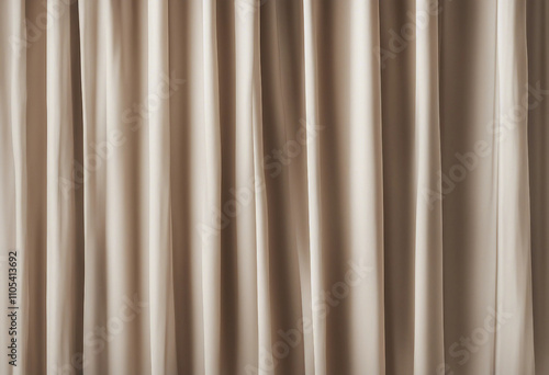 Beige curtains isolated on white transparent background cut out element