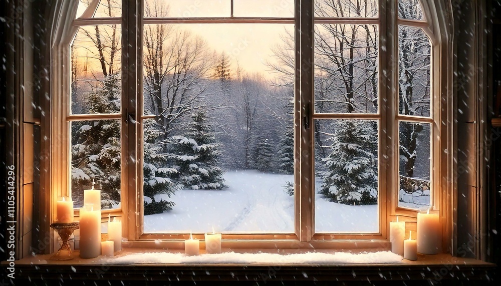 Fototapeta premium view from the window of a pleasant snowfall 