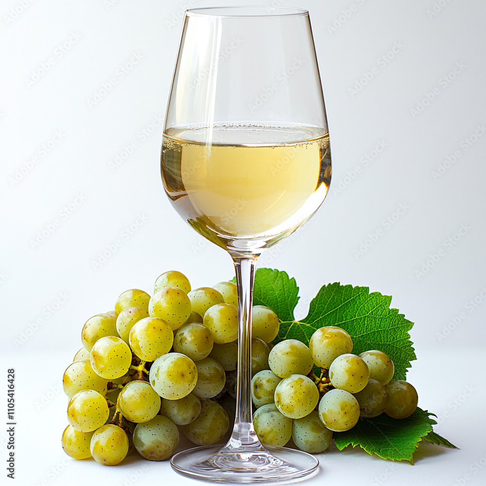 Refreshing white wine glass with grapes elegant home bar setting still life minimalist style ai generate aesthetic appeal Refreshing white wine glass with grapes elegant home bar setting still life minimalist style ai generate aesthetic appeal