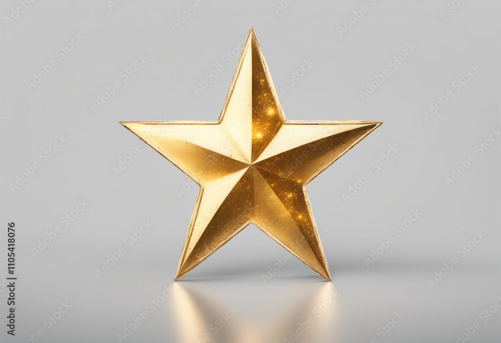 Fototapeta premium Golden Star Symbol Isolated on White Transparent Background Element Golden five-pointed star for rat