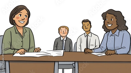 Simple clip art depicting an interview scene