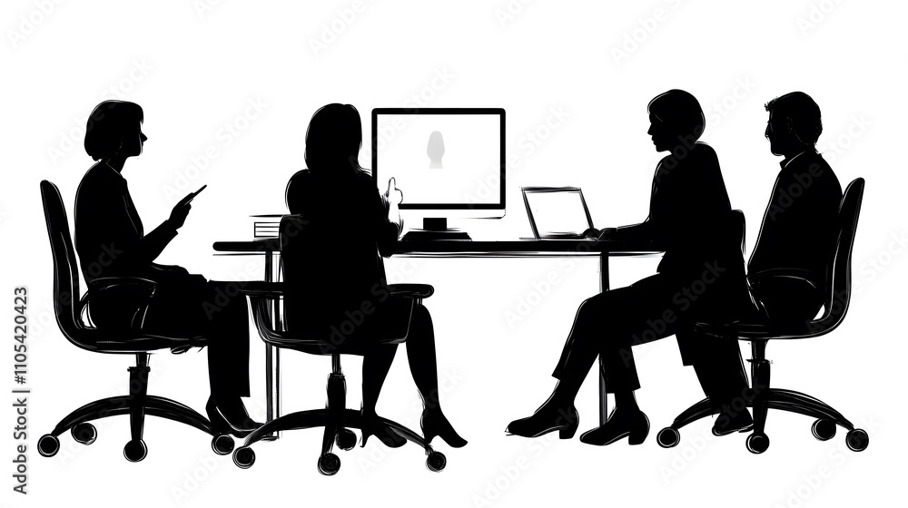 Simple clip art depicting an interview scene